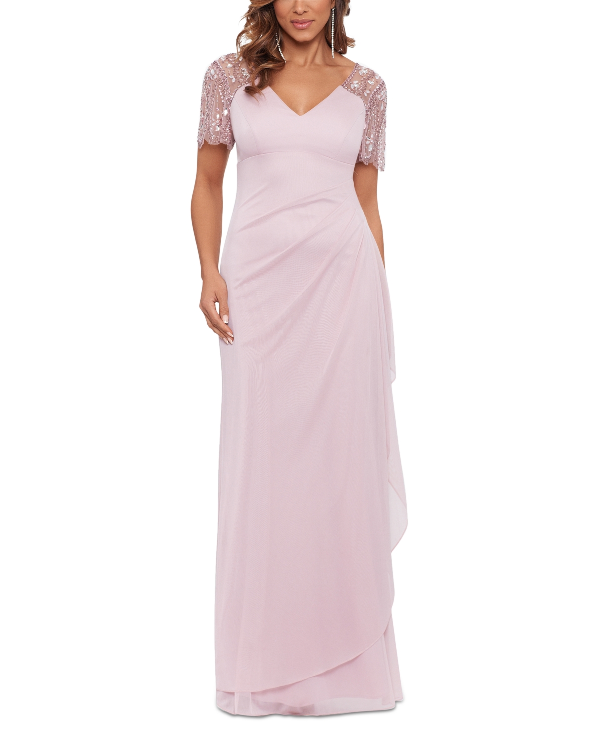 Xscape Petite Embellished Chiffon Gown In Rose