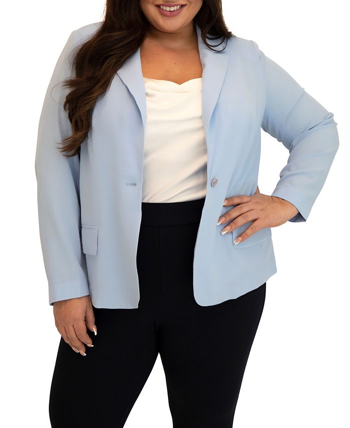 Plus size clearance light blue blazer