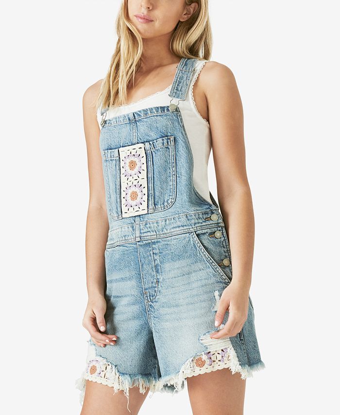 Lucky Brand CrochetTrim Denim Shortalls Macy's