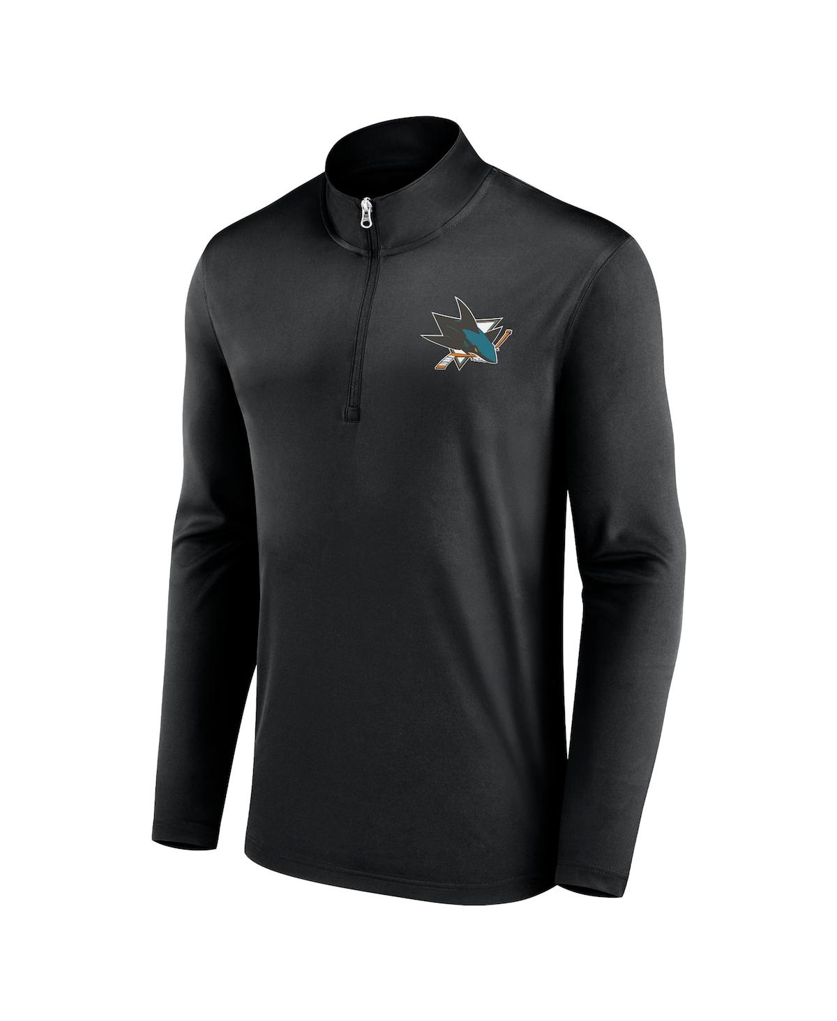 Fanatics Branded Black San Jose Sharks Underdog Mindset Quarter-zip Top In Black