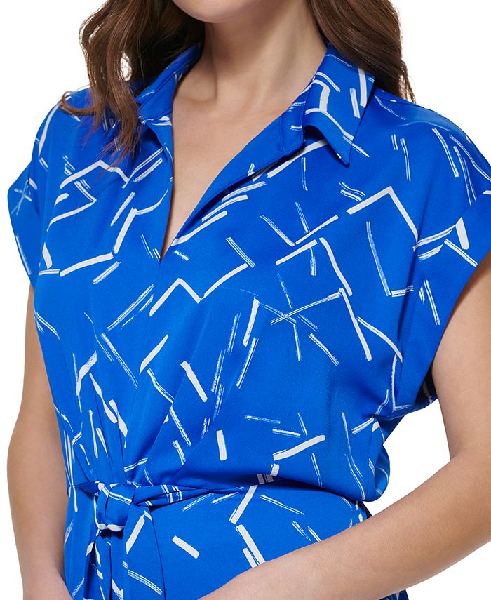 DKNY Printed Collared Jumpsuit Macy's