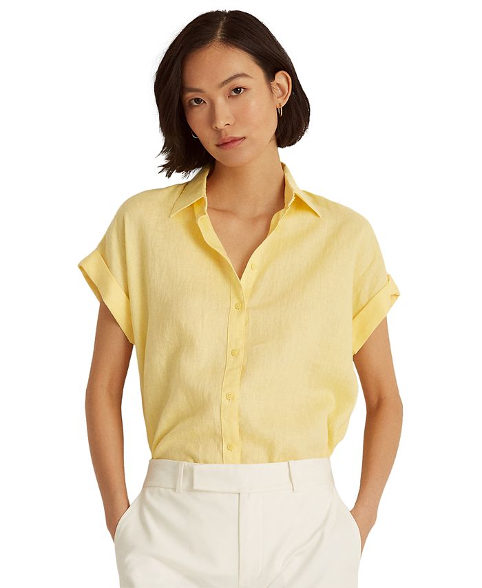 Lauren Ralph Lauren Linen Short-Sleeve Shirt & Reviews - Tops - Women -  Macy's