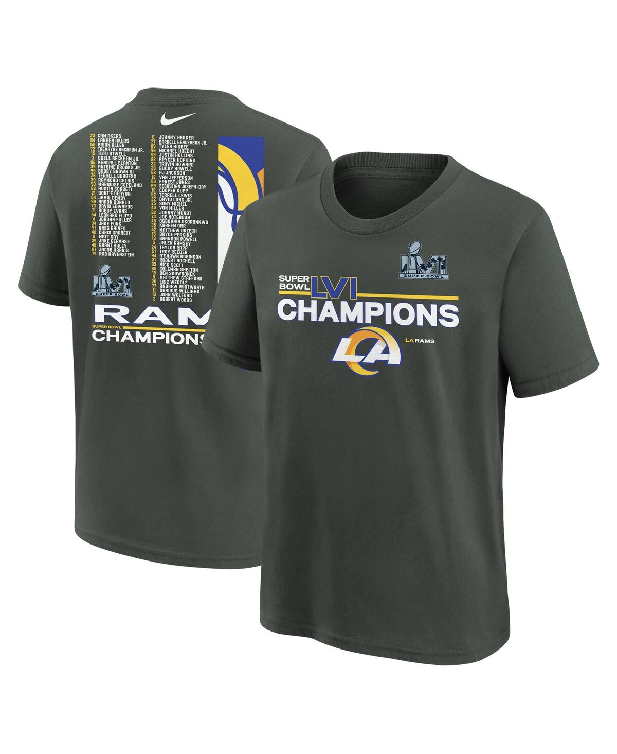 Big Boys NikeLos Angeles Rams Super Bowl Lvi Champions Roster T-shirt - Anthracite