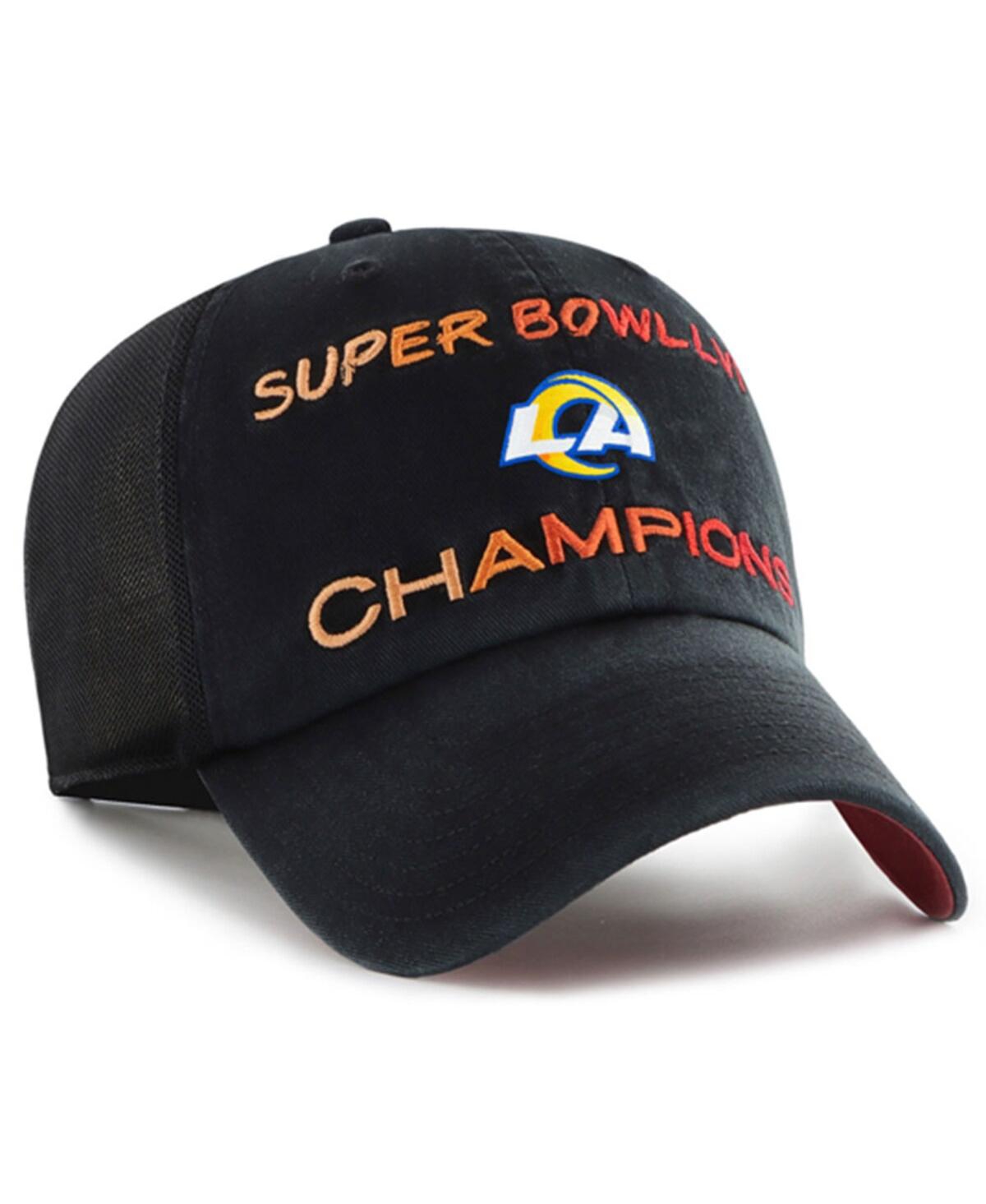 Men's '47Los Angeles Rams Super Bowl Lvi Champions Scene Trucker Clean Up Adjustable Hat - Black