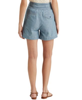 ボトムスその他 POLO RALPH LAUREN Pleated cotton chambray shorts Lauren Ralph Lauren Pleated Chambray Shorts - Macy's