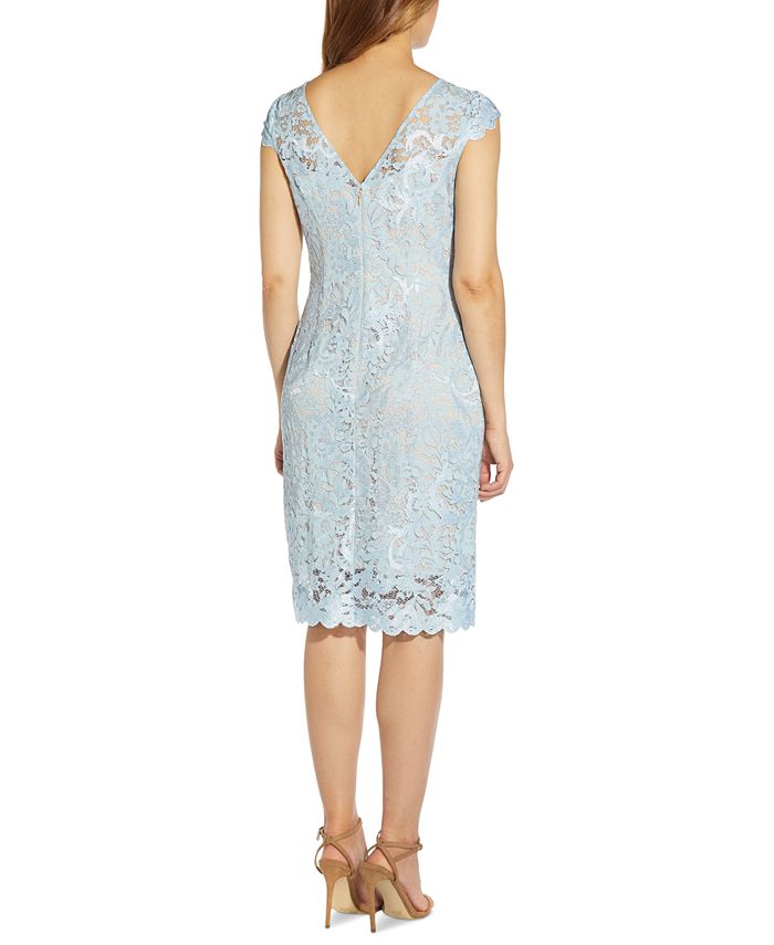 Adrianna Papell Lace Cap-Sleeve Sheath Dress - Macy's