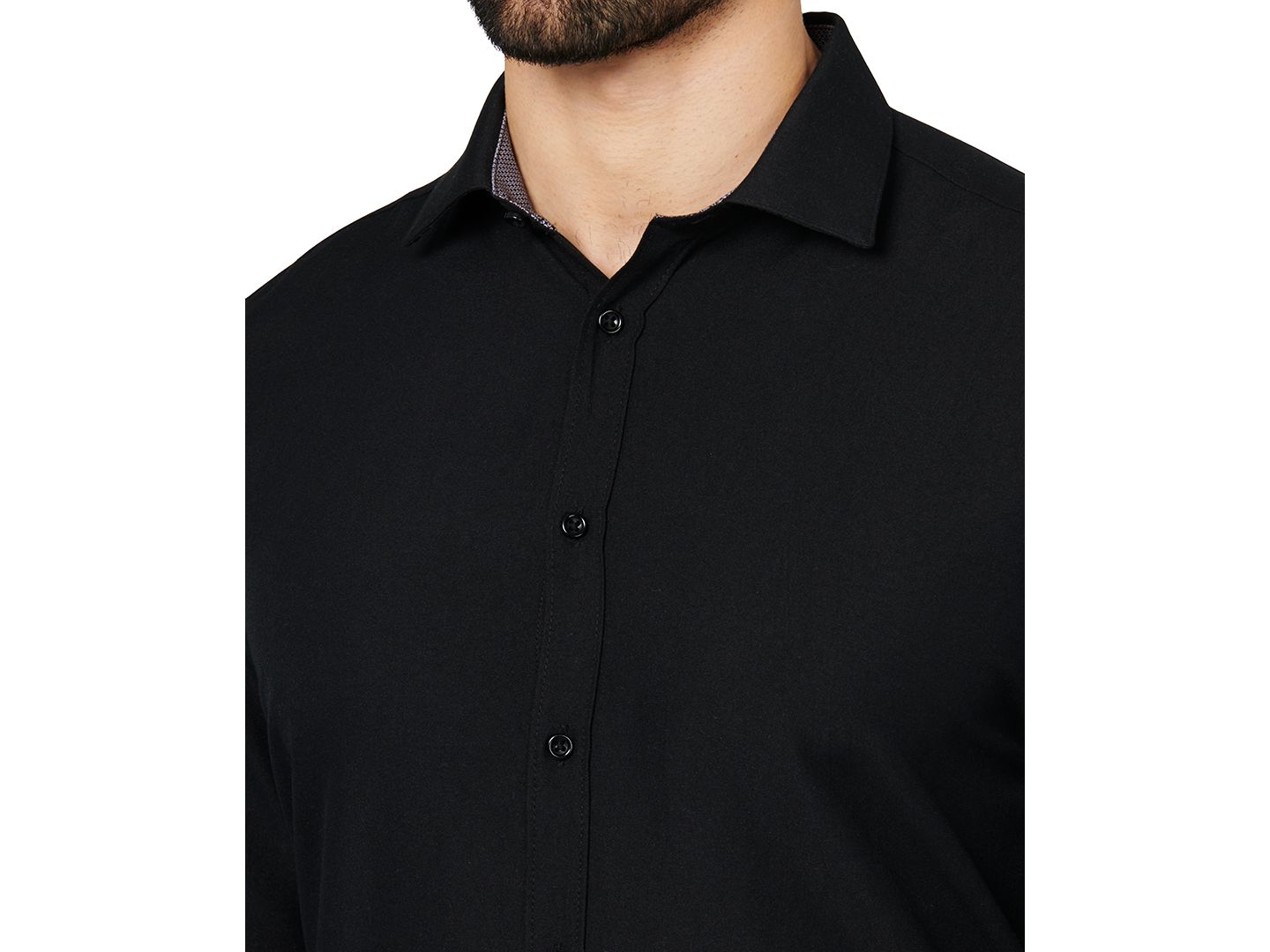 Мужская рубашка Calabrum Regular Fit Solid Wrinkle Free Performance Dress Shirt, цвет: Чёрный — фото 4