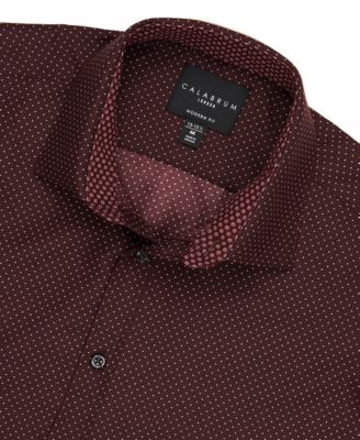 Men's Regular Fit Dot Print Wrinkle Free Performance Dress Shirt