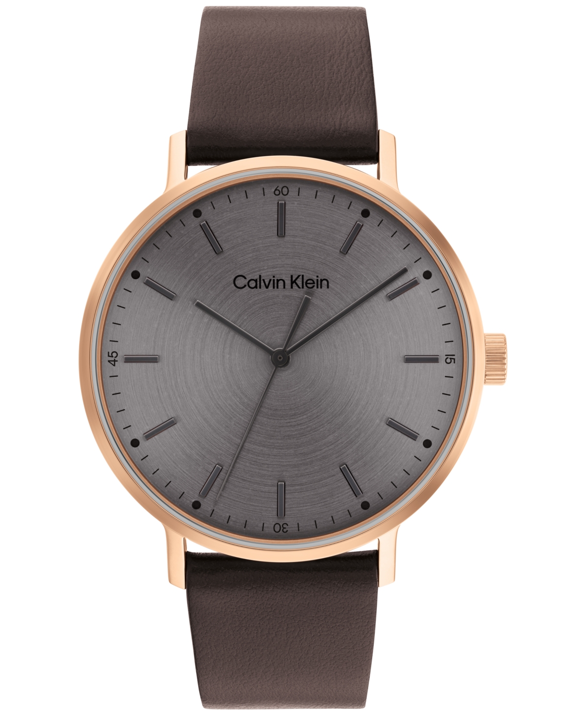 Brown Leather Strap Watch 42mm - Brown