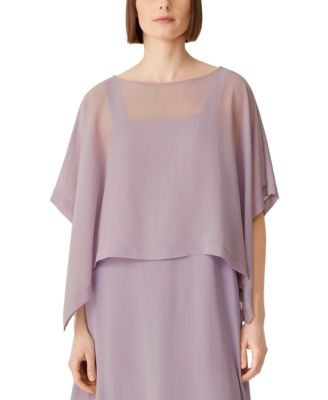 Eileen Fisher - Women's Silk Boat-Neck Cropped Poncho Top