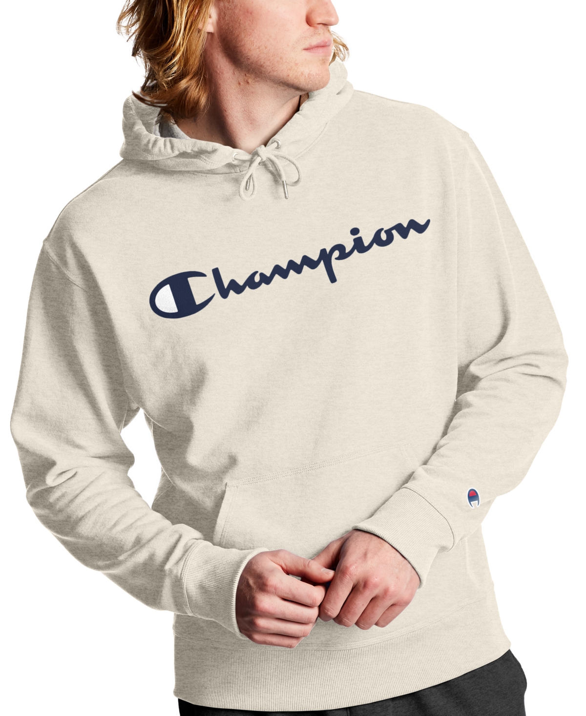 Champion men's script logo powerblend hoodie white sales