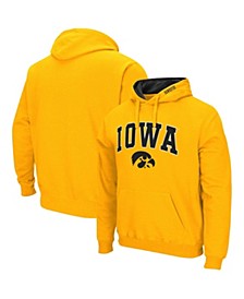 Men's Gold Iowa Hawkeyes Arch and Logo 3.0 Pullover Hoodie
