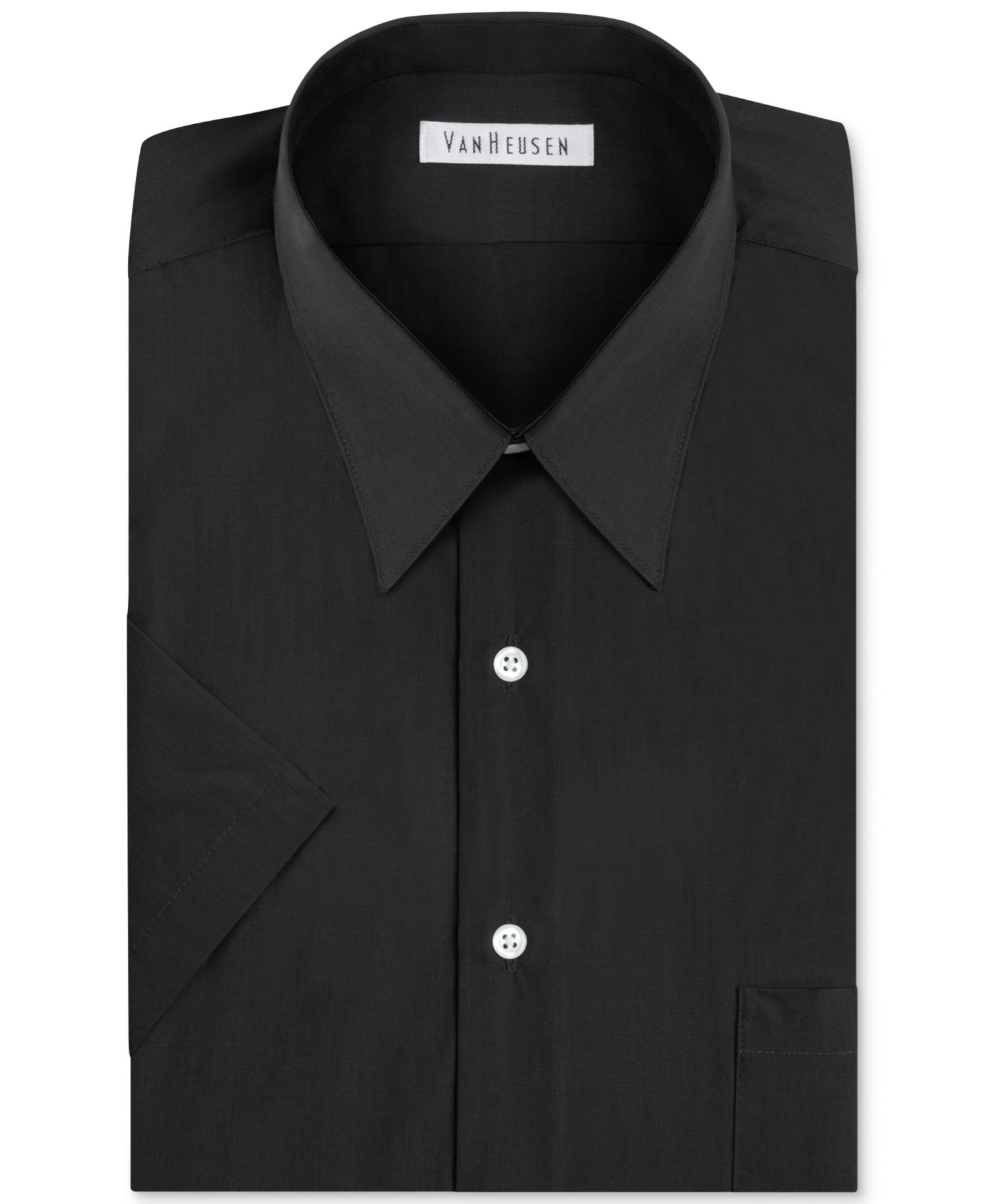 Men's Regular Fit Poplin Short Sleeve Dress Shirt