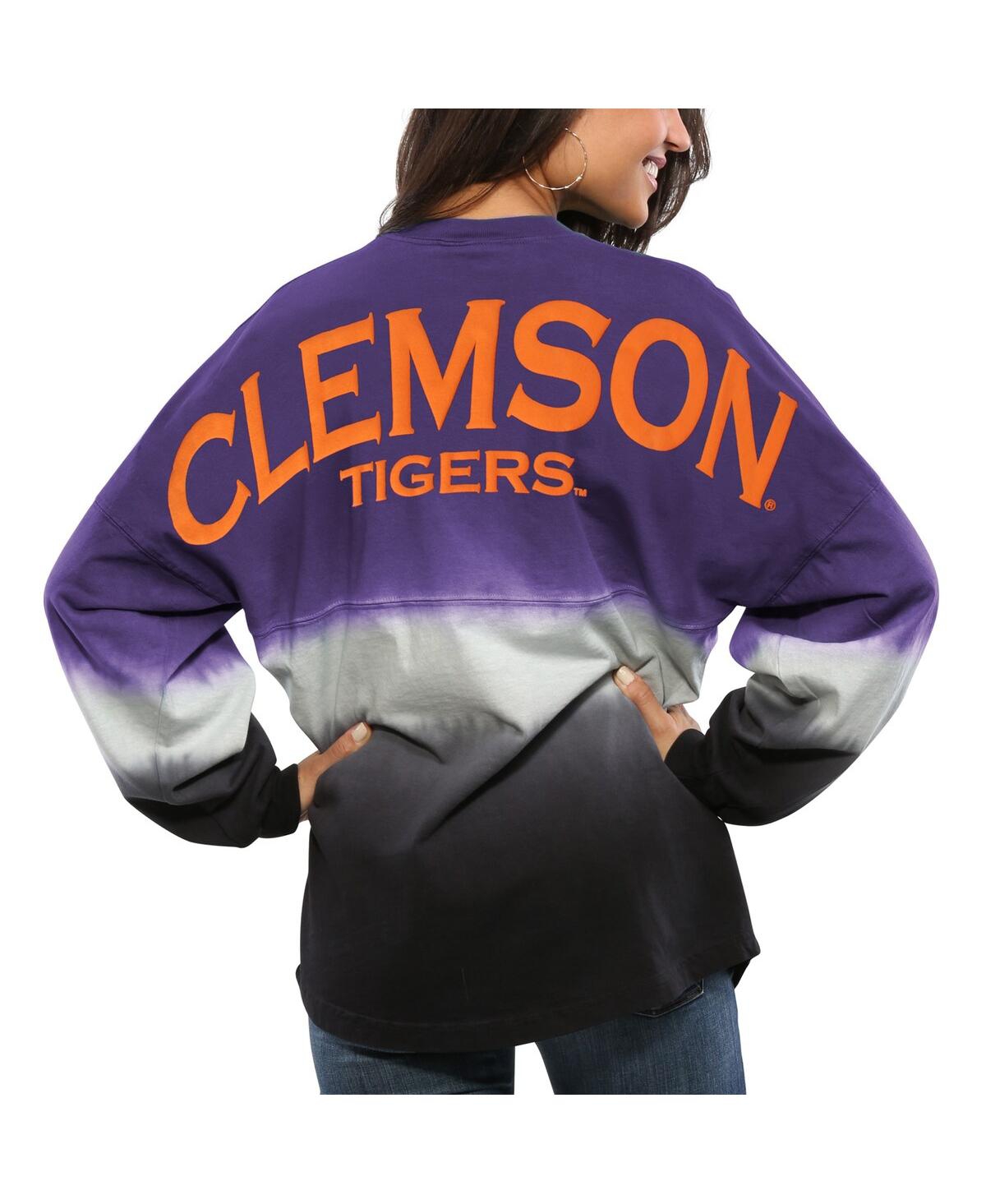 Shop Spirit Jersey Women's Purple Clemson Tigers Ombre Long Sleeve Dip-dyed  T-shirt