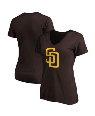 Women's Brown San Diego Padres Core Official Logo V-Neck T-shirt