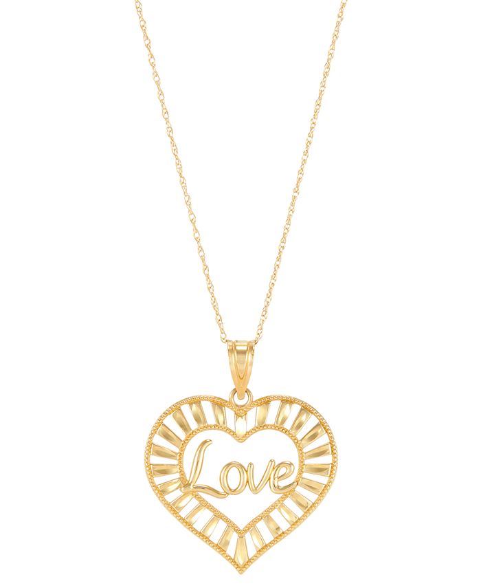 Macy's Love Open Heart Pendant Necklace in 10k Gold, 16