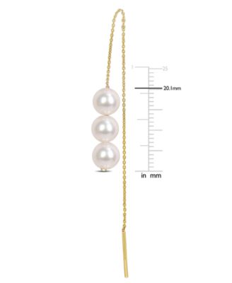 Cultured Freshwater Pearl (6 - 6-1/2mm) Threader Earrings in 10k Gold