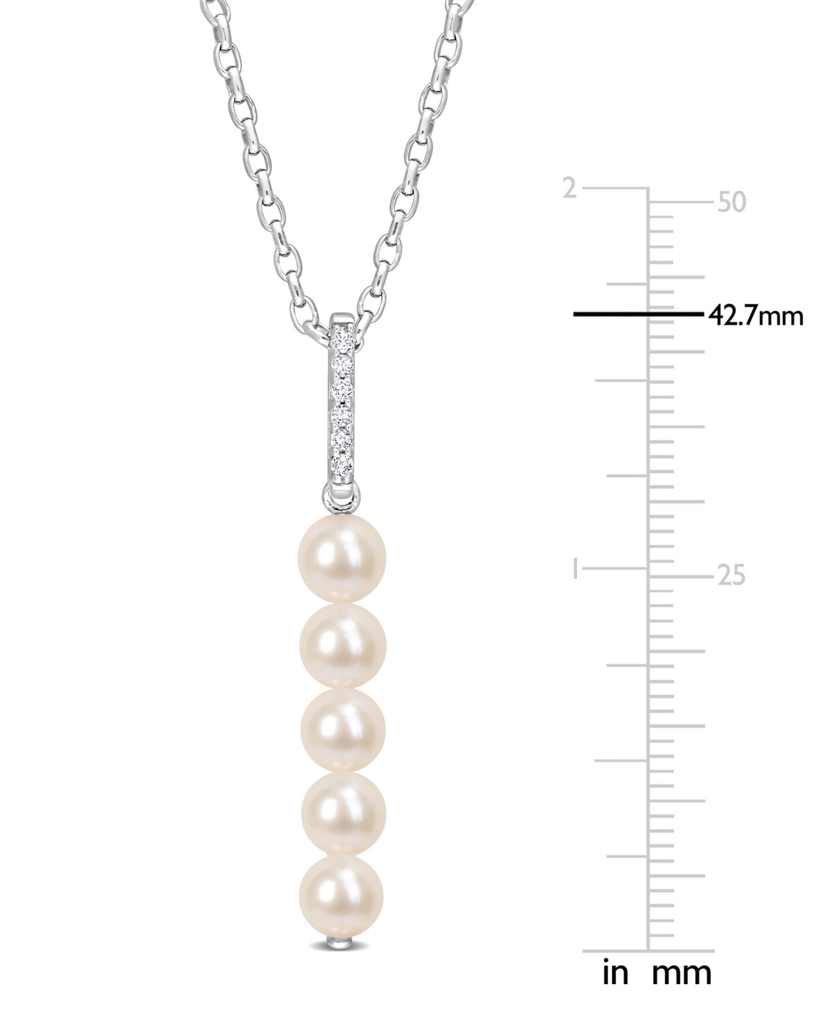 Cultured Freshwater Pearl (5-1/2 - 6mm) & White Topaz (1/5 ct. t.w.) Linear 18