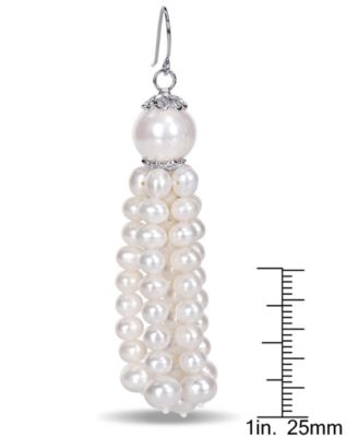 Cultured Freshwater Baroque Pearl (4-1/2 - 11mm) Tassel Drop Earrings in Sterling Silver