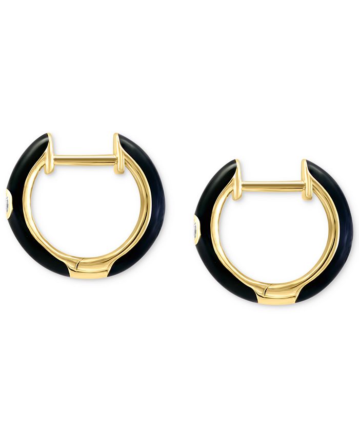EFFY Collection EFFY® Diamond & Black Enamel Hoop Earrings (1/2 ct. t.w ...