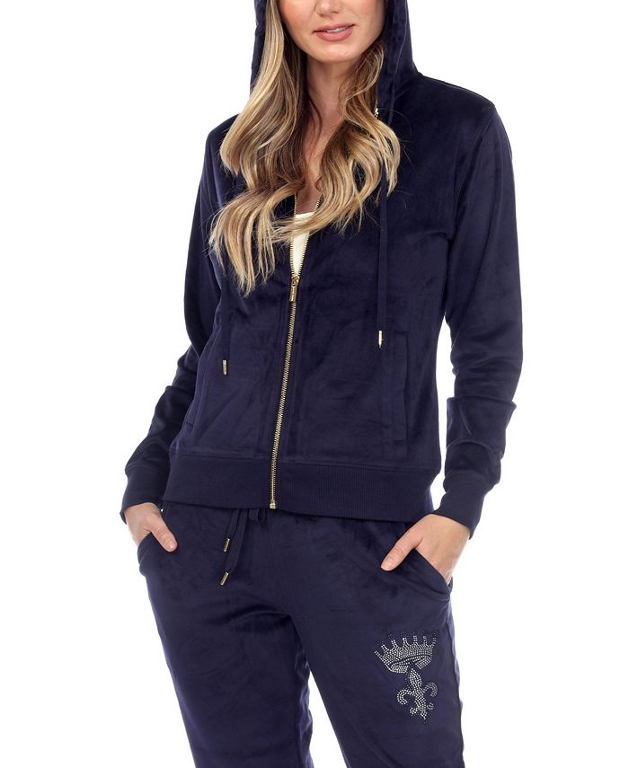 White Mark Rhinestone Velour Tracksuit 2 Piece Set Macy's