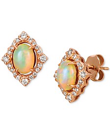 Neopolitan Opal (7/8 ct. t.w.) & Vanilla Diamond (1/4 ct. t.w.) Stud Earrings in 14k Rose Gold
