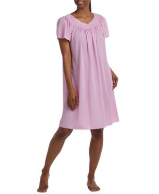 Miss Elaine - Short-Sleeve Embroidered Nightgown