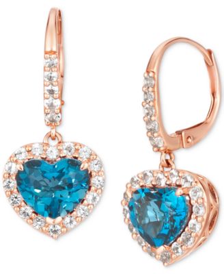 Deep Sea Blue Topaz (3 ct. t.w.) & Vanilla Topaz (5/8 ct.t .w.) Leverback Drop Earrings in 14k Rose Gold