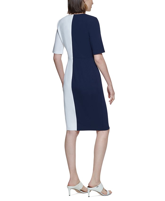 Calvin Klein Women's Colorblocked Sheath Dress White Size 12