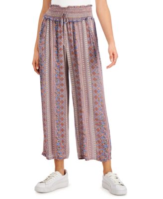 Kingston Grey - Juniors' Printed Wide-Leg Pull-On Pants