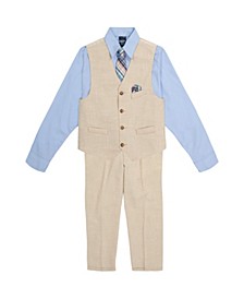 Baby Boys 4-Piece Linen Texture Vest Set