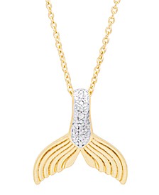 Diamond Accent Mermaid Tail Pendant 18" Necklace in 14K Gold Plate