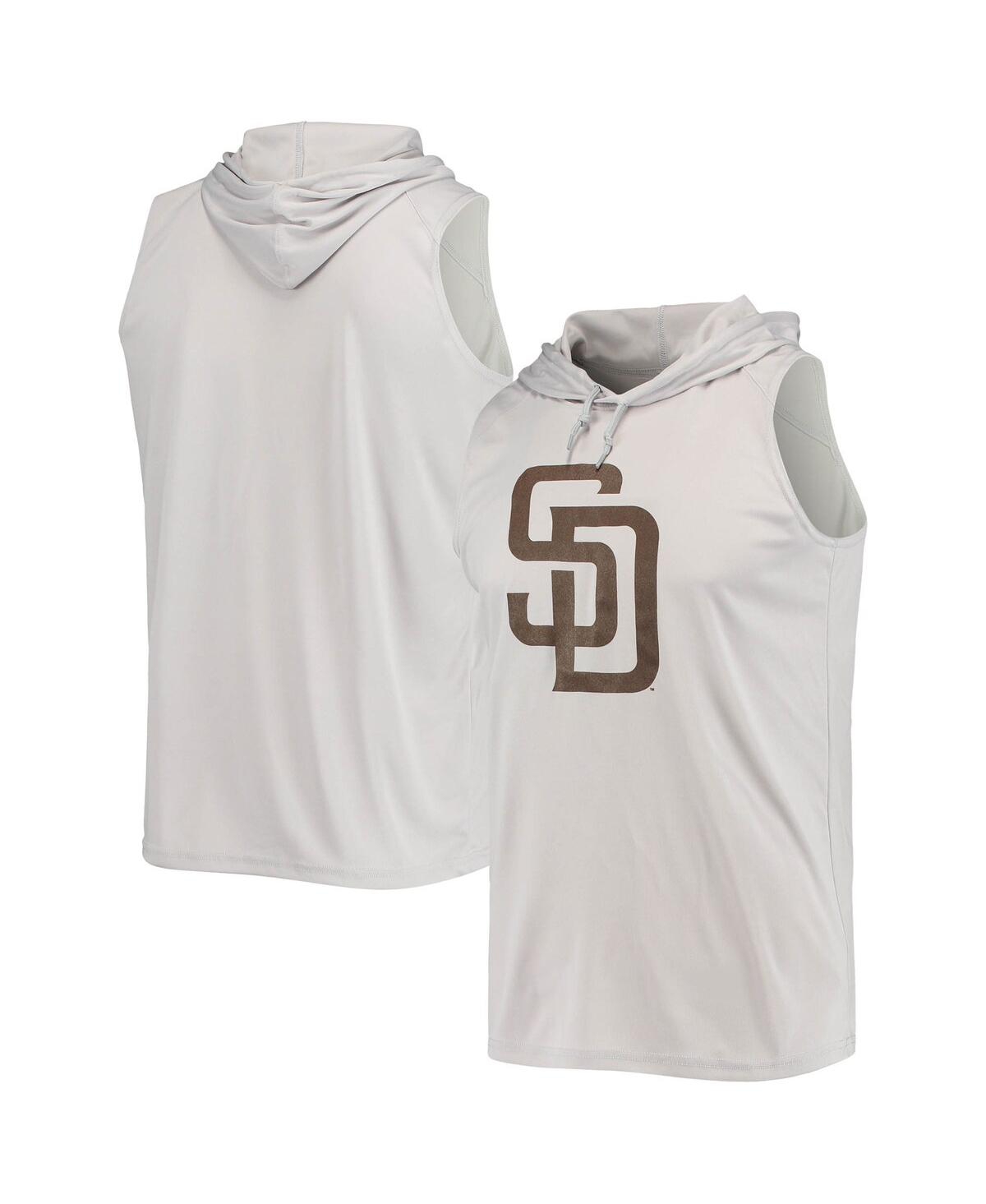 Shop Stitches Men's  Gray San Diego Padres Sleeveless Pullover Hoodie
