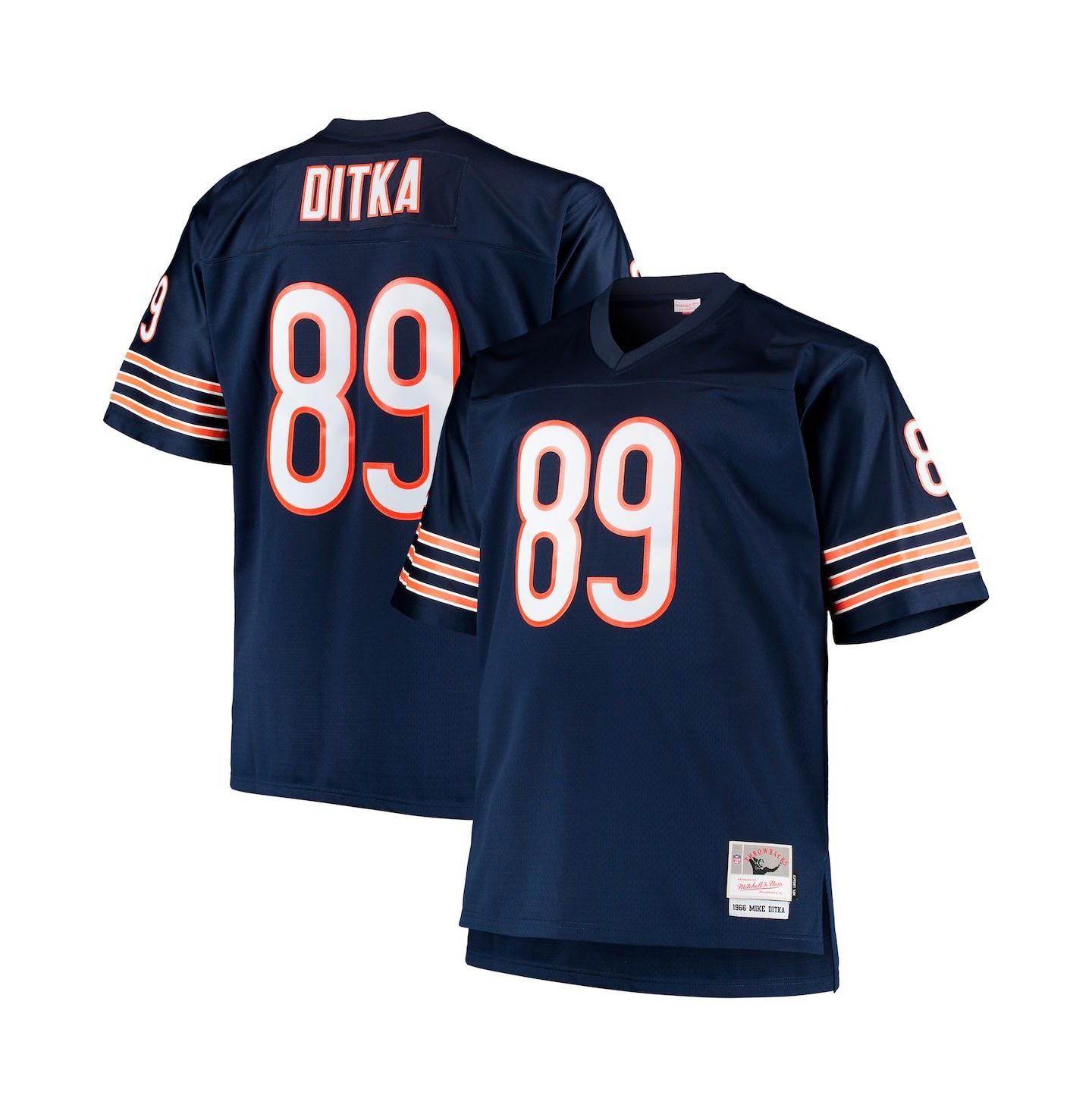 Мужской топ Mitchell & Ness Mike Ditka Navy Chicago Bears Big and Tall 1966 Retired Player Replica Jersey — фото 1