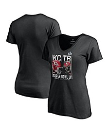 Women's Branded Black Tampa Bay Buccaneers vs. Kansas City Chiefs Super Bowl LV Matchup Plus Size Play Clock V-Neck T-shirt