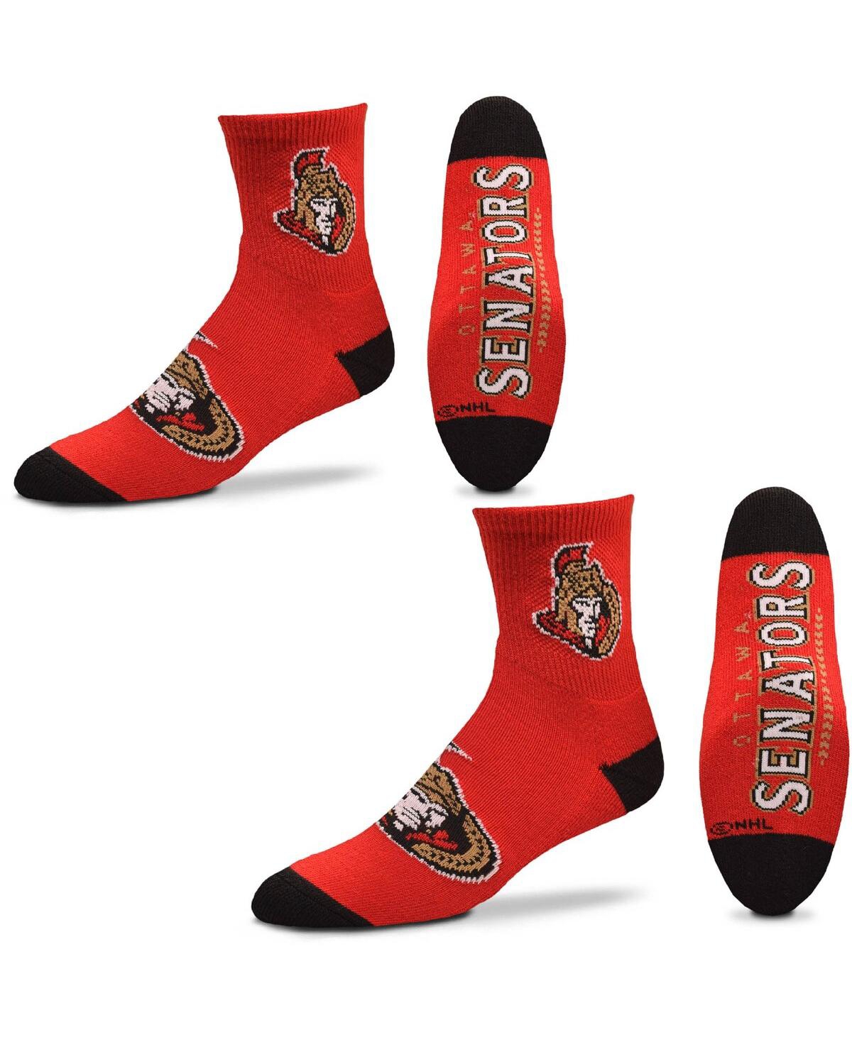 Women's For Bare Feet Ottawa Senators Quarter-Length Socks Two-Pack Set - Red