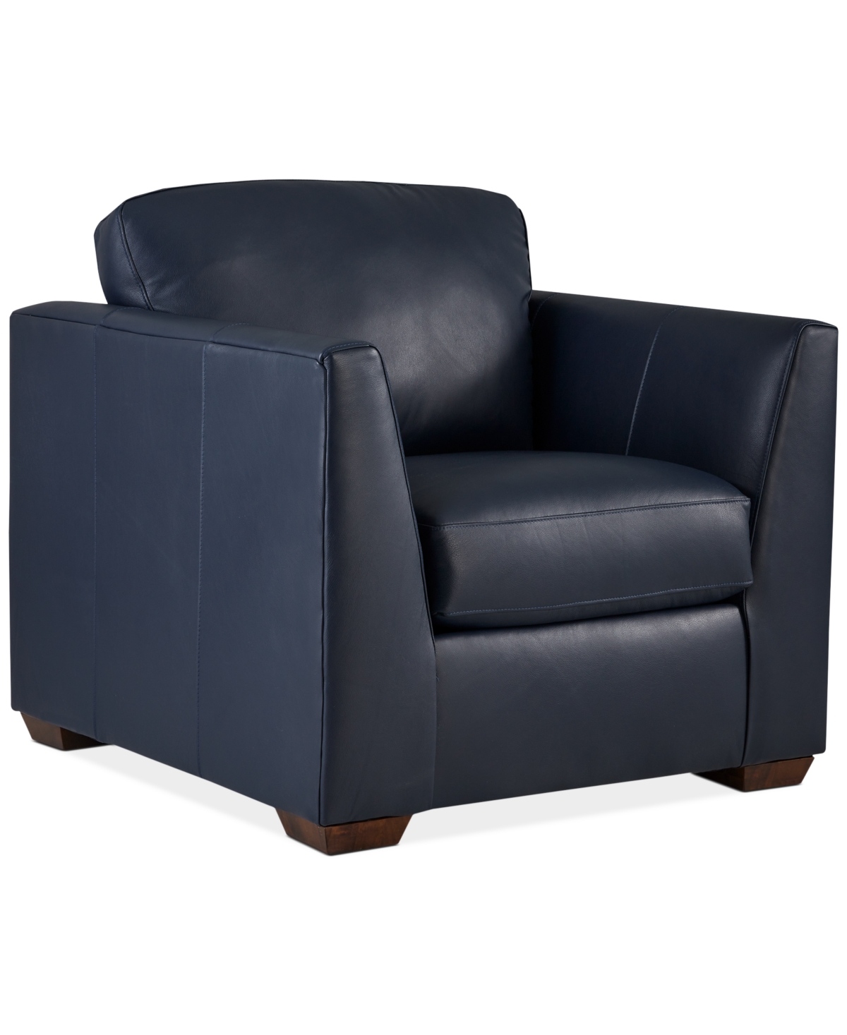 Shop Macy's Cheriel 39" Leather Chair, Created For  In Sapphire
