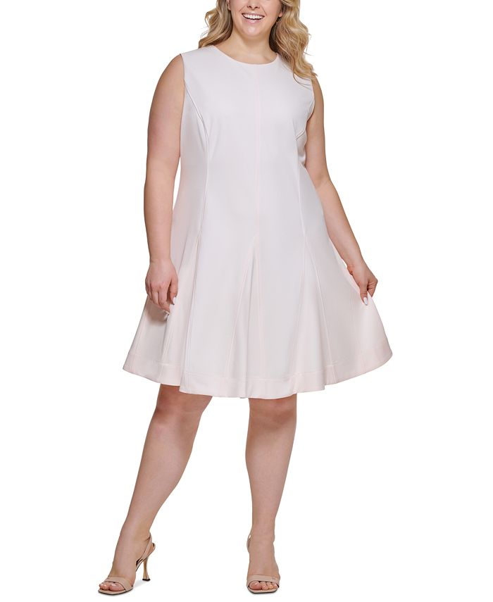 Calvin Klein Plus Size Pleated Fit & Flare Dress & Reviews - Dresses - Plus  Sizes - Macy's