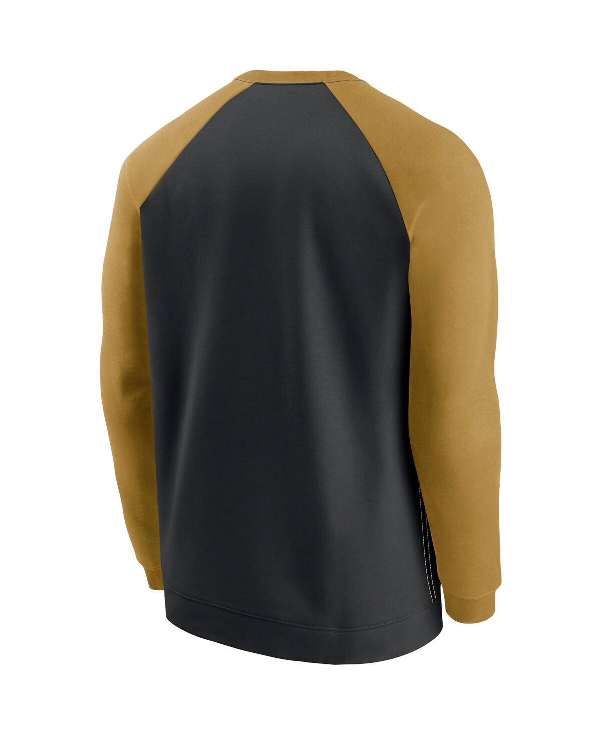 Shop Nike Men's  Black, Gold New Orleans Saints Historic Raglan Performance Pullover Sweater In Black,gold