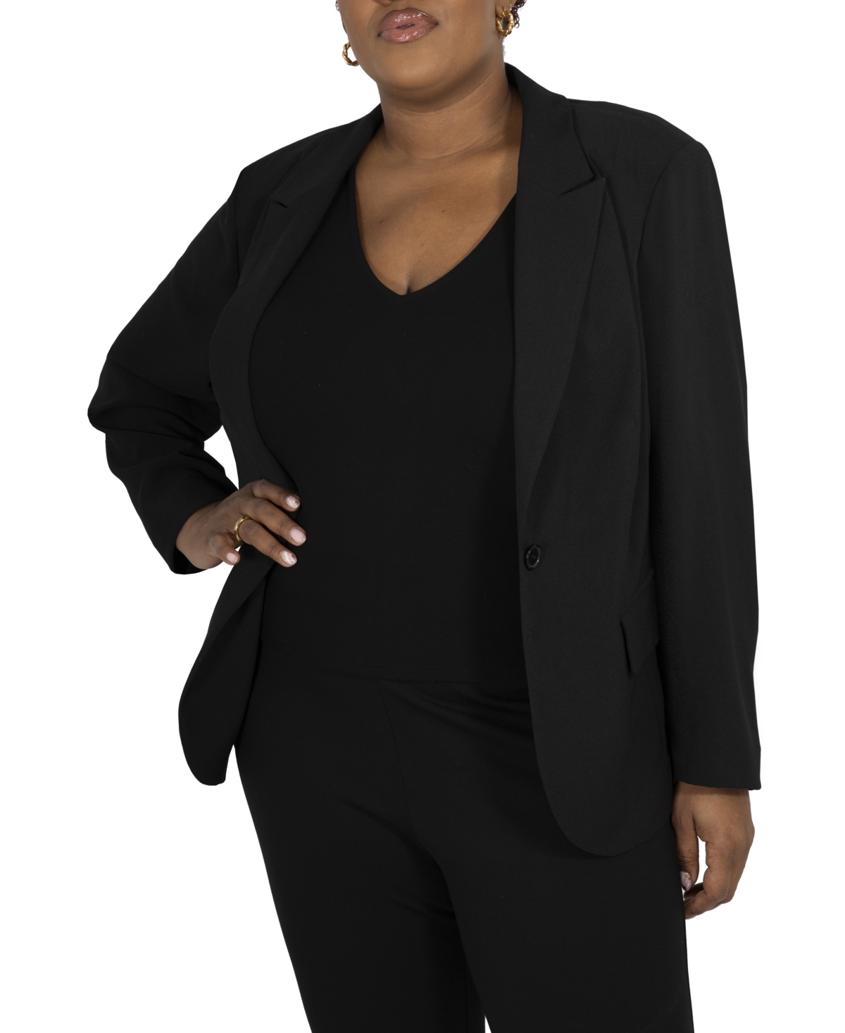 Maree Pour Toi Plus Size Solid Core Blazer Jacket