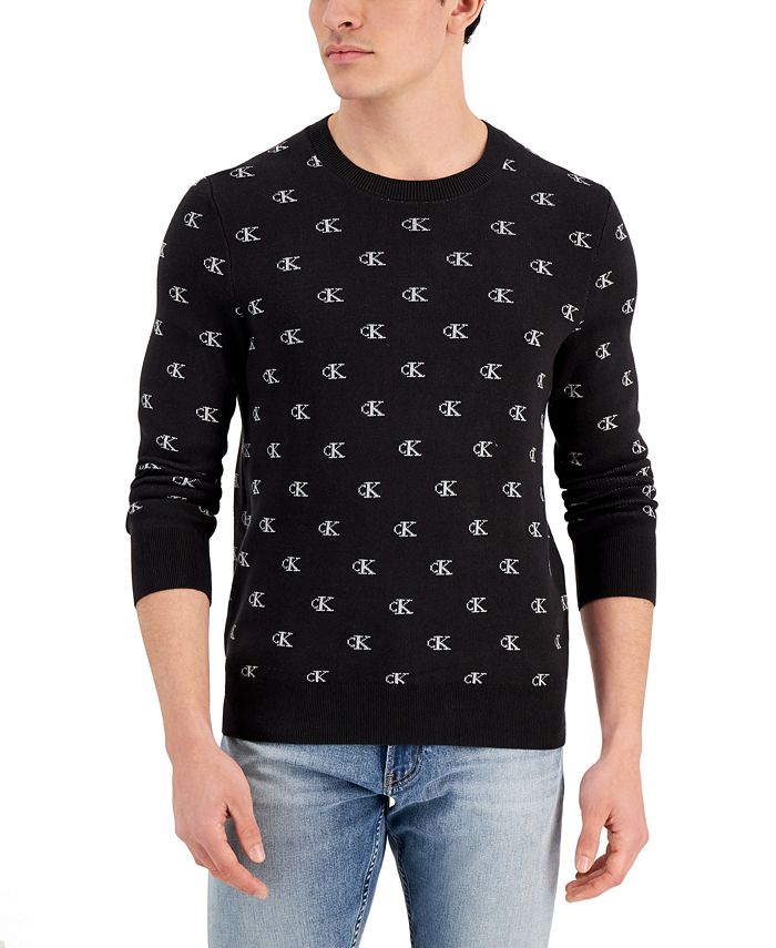 Calvin Klein Men's Monogram-Logo-Print Sweater & Reviews - Sweaters - Men -  Macy's