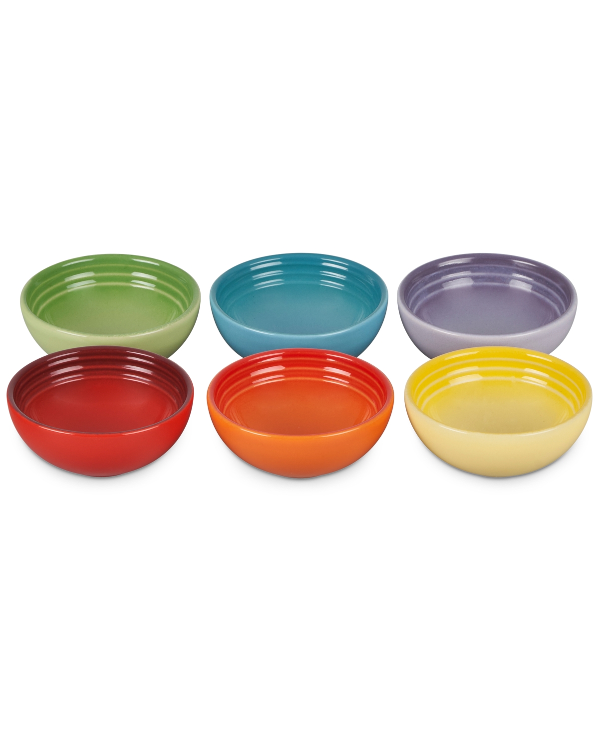 Le Creuset Set Of Six Stoneware Multi Color Pinch Bowls In Multi