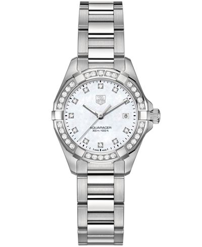 TAG Heuer Women's Swiss Aquaracer Diamond (9/20 ct. t.w.) Stainless Steel Bracelet Watch 27mm WAY1414.BA0920