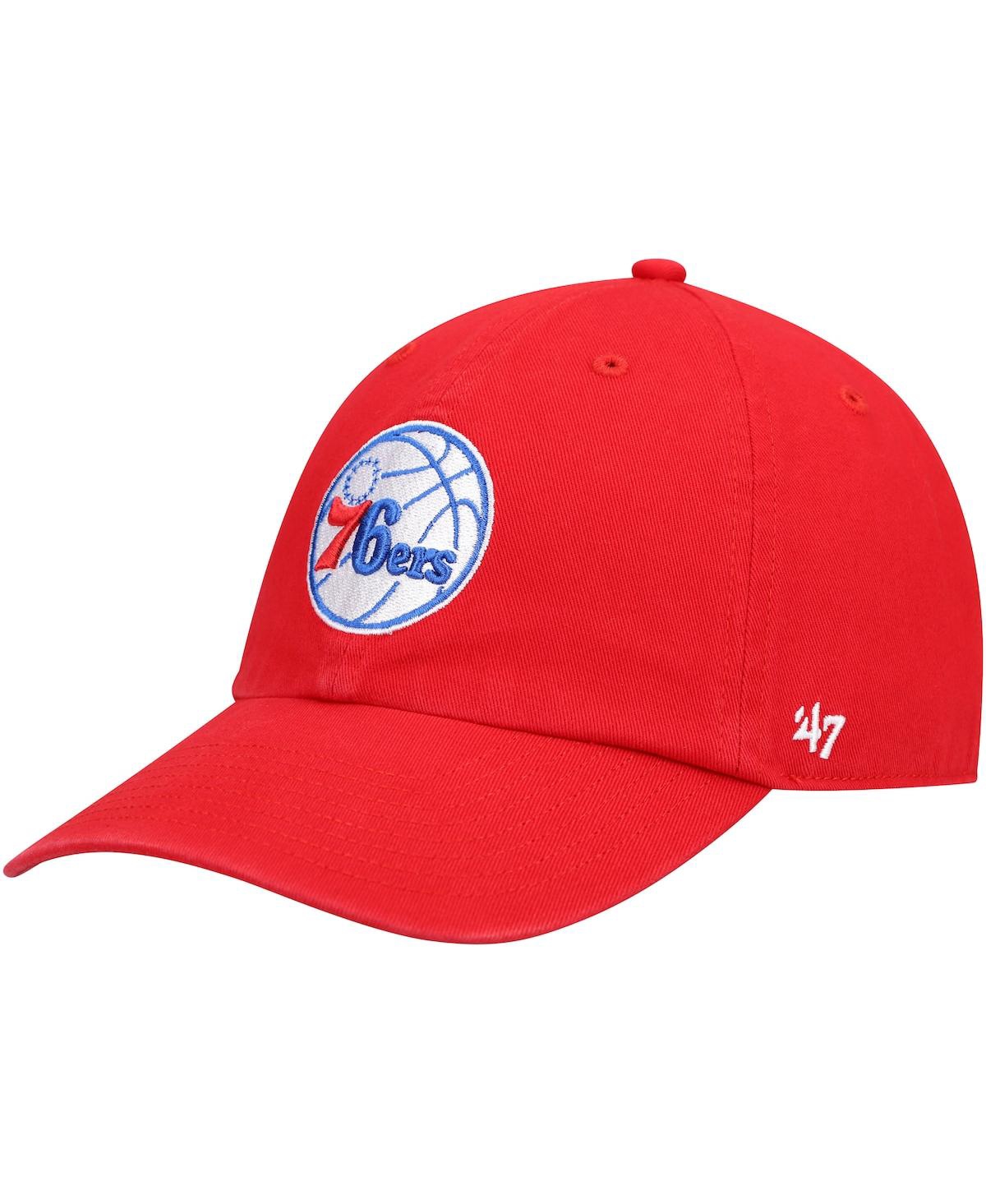 47 Brand Men's '47 Red Philadelphia 76ers Team Clean Up Adjustable Hat ...