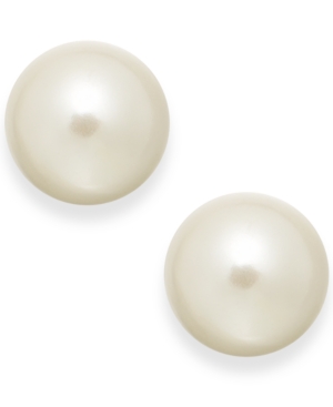 image of Charter Club Silver-Tone Imitation Pearl (10mm) Stud Earrings, Created for Macy-s