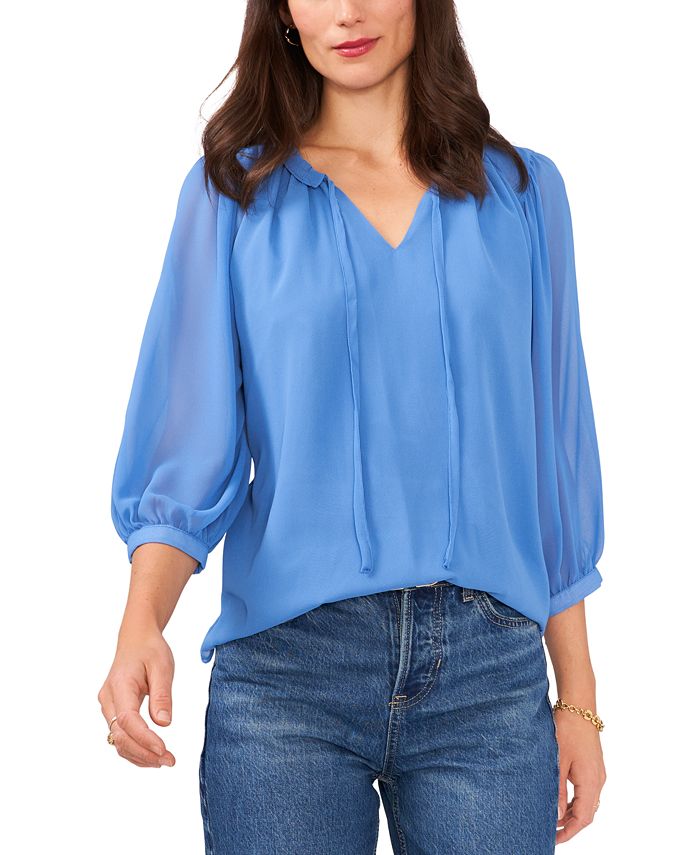 Vince Camuto Puff-Sleeve Peasant Top - Macy's