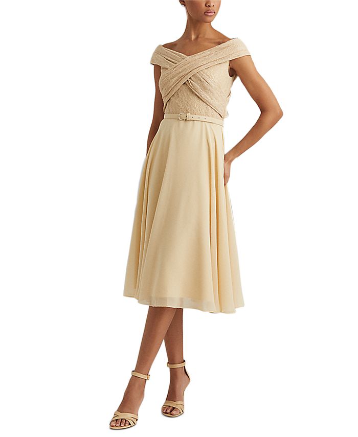Lauren Ralph Lauren Off-the-Shoulder Sequined Cocktail Dress - Macy's