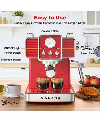 Galanz 2-Cup Retro Espresso Machine with Milk Frother - Macy's