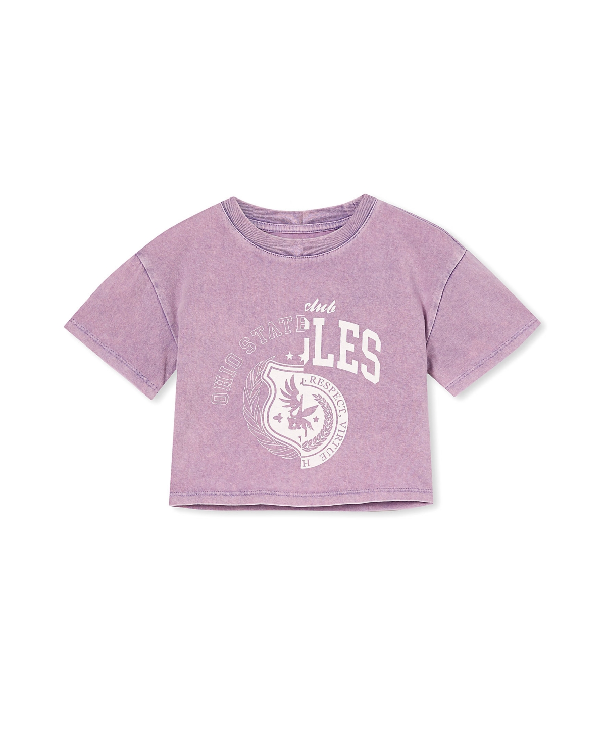Cotton On Toddler Girls The Crop Short Sleeve T-shirt In Lilac Drop Wash/ohio State