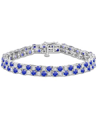 Macy's - Emerald (8 ct. t.w.) & Diamond (1 ct. t.w.) Double Row Bracelet in Sterling Silver (Also in Ruby & Sapphire)